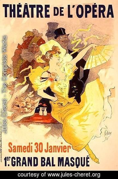 Jules Cheret - Reproduction of a poster advertising the first 'Grand Bal Masque', Theatre de L'Opera, Paris, 1896