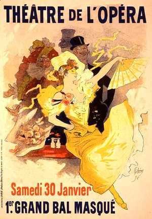 Reproduction of a poster advertising the first 'Grand Bal Masque', Theatre de L'Opera, Paris, 1896