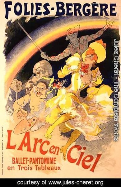Reproduction of a poster advertising 'The Rainbow', a ballet-pantomime presented by the Folies-Bergere, 1893