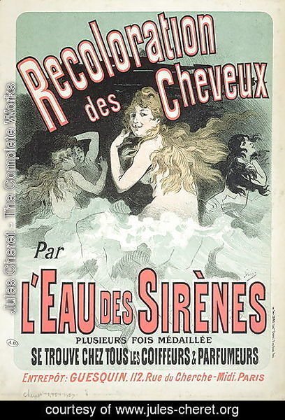 Jules Cheret - Poster advertising 'L'Eau des Sirenes' hair colourant, 1899