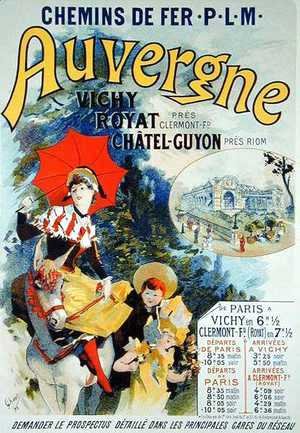 Reproduction of a poster advertising the 'Auvergne Railway', France, 1892