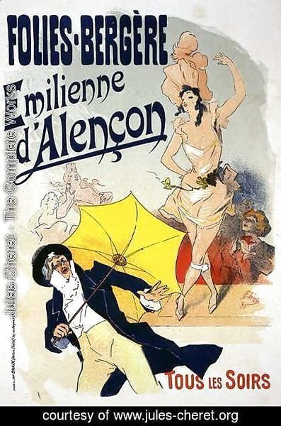 Jules Cheret - Reproduction of a poster advertising 'Emile d'Alencon', every evening at the Folies-Bergeres, 1893 (
