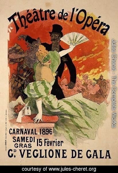 Reproduction of a Poster Advertising the 1896 Carnival at the Theatre de l'Opera, 15th February 1896
