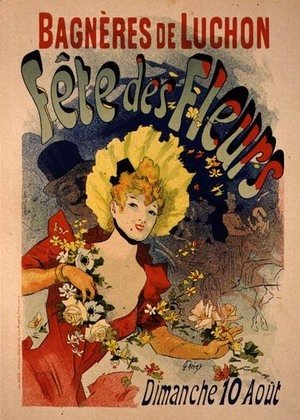 Jules Cheret - Reproduction of a Poster Advertising the Flower Festival at Bagneres-de-Luchon, 1890
