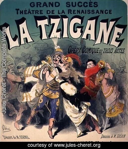 Poster advertising 'La Tzigane', comic opera with music