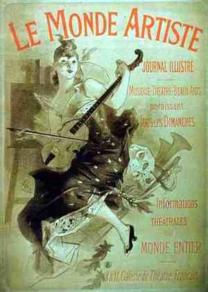 Jules Cheret - Advertisement for the Illustrated Journal, 'Le Monde Artiste'