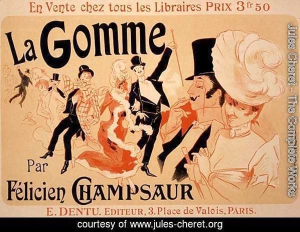 Reproduction of a poster advertising 'La Gomme', by Felicien Champsaur