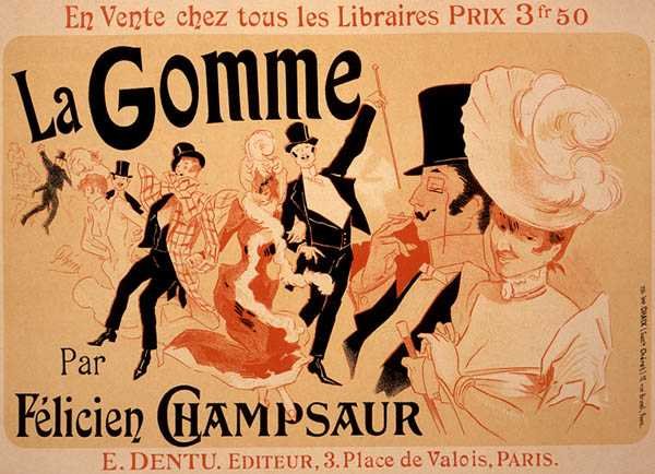 Reproduction of a poster advertising 'La Gomme', by Felicien Champsaur