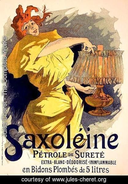 Reproduction of a poster advertising 'Saxoleine', safe parrafin oil, 1896