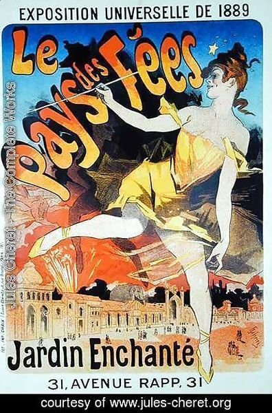 Reproduction of a poster advertising 'Fairyland, The Enchanted Garden', 1889 Universal Exposition, Avenue Rapp, 1889