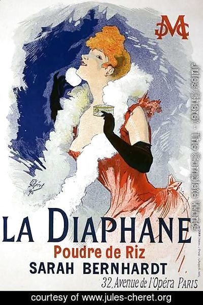 Jules Cheret - Reproduction of a poster advertising 'La Diaphane', translucent face-powder, modelled by Sarah Bernhardt (1844-1923), 1890