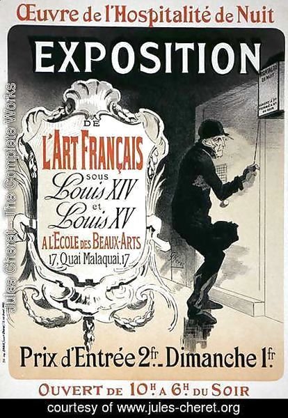 Reproduction of a poster advertising an 'Exhibition of French Art under the Reign of Louis XIV and XV' at the Ecole des Beaux-Arts, Paris