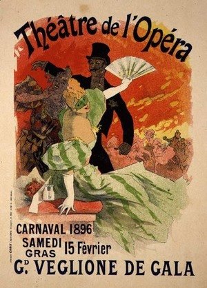 Jules Cheret - Reproduction of a Poster Advertising the 1896 Carnival at the Theatre de l'Opera, 15th February 1896