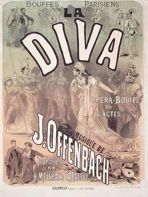 Jules Cheret - Poster advertising 'La Diva', opera bouffe with music
