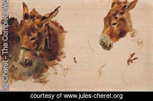Jules Cheret - Studies of a donkey
